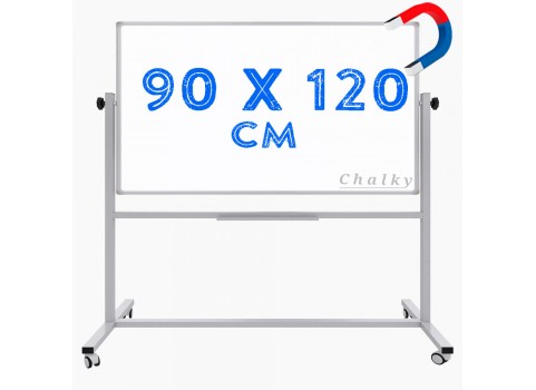 Chalky Mobil Tekerlekli Çift Tarafli  Manyetik Beyaz Yazı Tahtası 90x120  cm